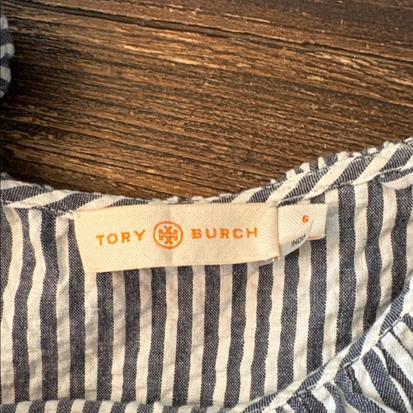 Tory Burch Runway Summer 2019 Stripe Eyelet Embroidered Maxi Dress Size 6 EUC - Picture 4 of 8